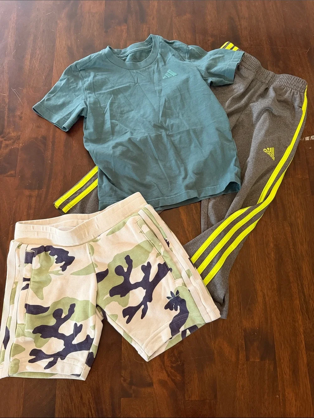 adidas Gray Sweatpants with Neon Yellow Stripes
